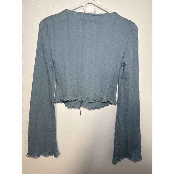 NWT Edikted Lacey Long Sleeve Knit Top Blue Size M - Picture 2 of 3